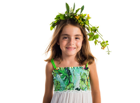 Little girl with crown of flowers