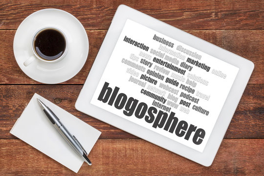 blogosphere word cloud on tablet