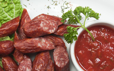 chopped sausages