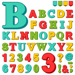 Brightly colored alphabet letters and numbers