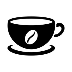 cup of coffee tea hot drink black vector icon on white backgroun
