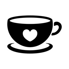 cup of coffee tea hot drink black vector icon on white backgroun