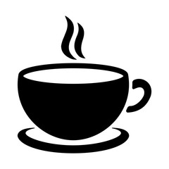 cup of coffee tea hot drink black vector icon on white backgroun