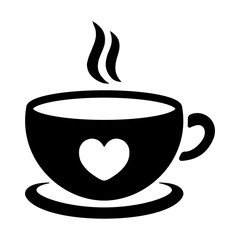 cup of coffee tea hot drink black vector icon on white backgroun