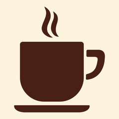 cup of coffee tea hot drink brown vector icon on white backgroun