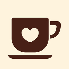 cup of coffee tea hot drink brown vector icon on white backgroun