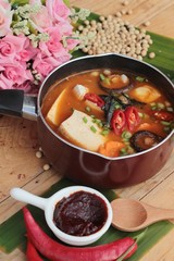 Korean tofu kimchi soup traditional is delicious.