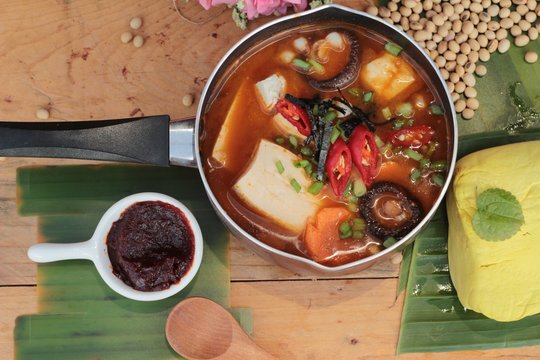 Korean tofu kimchi soup traditional is delicious.