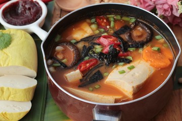 Korean tofu kimchi soup traditional is delicious.