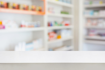 pharmacy table in the pharmacy drugstore