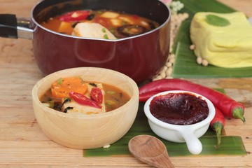 Korean tofu kimchi soup traditional is delicious.