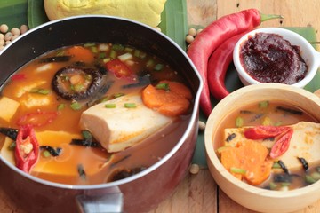 Korean tofu kimchi soup traditional is delicious.