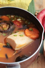Korean tofu kimchi soup traditional is delicious.