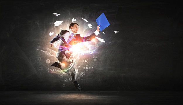 Ha has active life position . Mixed media