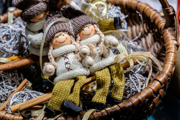 Traditional Christmas dolls at Christmas market, Vienna.
