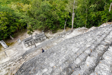 stairway of ruins of ancient mayan calakmul, mexico