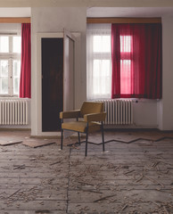 chair in a dilapidated room