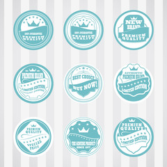 Vintage turquoise stamps vector set for advertising premium product. Vector set of turquoise stamps for website.