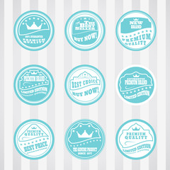 Obraz premium Vintage light turquoise stamps vector set for advertising premium product. Vector set of light turquoise stamps for web sale.