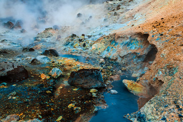 Blue hot stream in Iceland