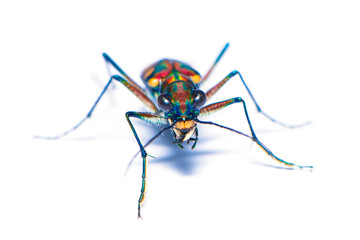 Fototapeta premium Tiger beetle bug isolated on the white background.
