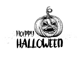 Jack pumpkin and typography greetings