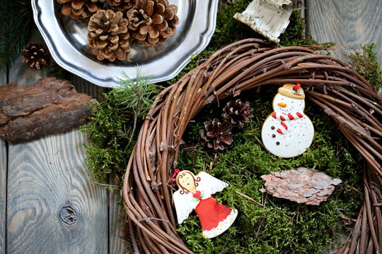 Christmas wreath & fir-tree decoration