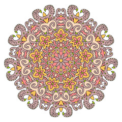 Ethnic mandala design, vector Eastern pattern, round