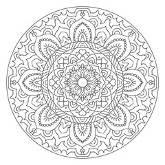 Round outline Mandala for coloring book.