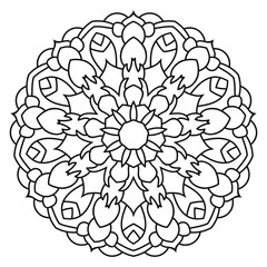Eastern ethnic mandala. Round symmetrical pattern. Coloring