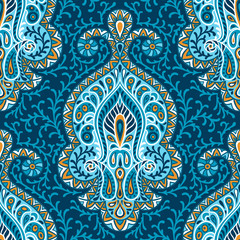 Indian ethnic seamless pattern with hand drawn ornament