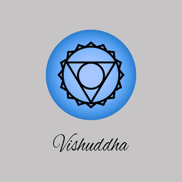 Vishuddha.Throat chakra. Symbol of the fifth human chakra. Vecto