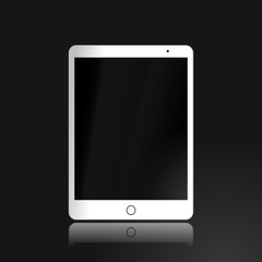 White tablet PC on black background