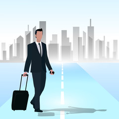 silhouette of businessman and  town  in the background vector.