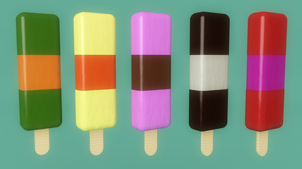 Ice cream of different colors and flavors