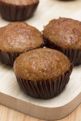 banana cake on the wooden board