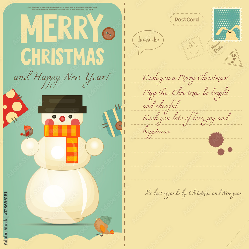 Sticker christmas postcard