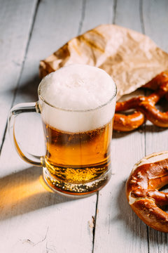 Beer jar and pretzel