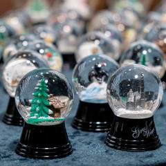 Traditional Vienna snow balls with different figures inside them