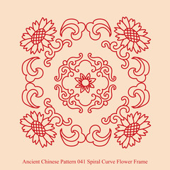 Ancient Chinese Pattern_041 Spiral Curve Flower Frame