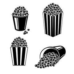 Popcorn fruit labels and elements set. Vector