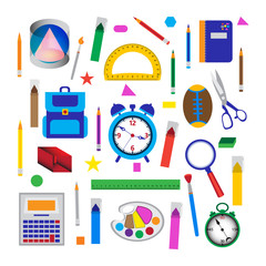 Set of school objects