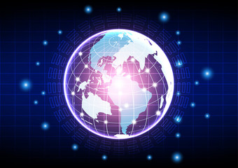 Vector globe on the digital technology background, abstract illu
