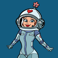 Beautiful romantic woman astronaut
