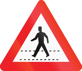 Belgian warning road sign - Pedestrian crossing