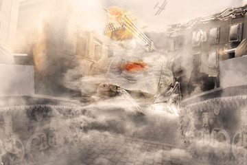 Obraz premium concept of Gianat Tourtle attacking a city
