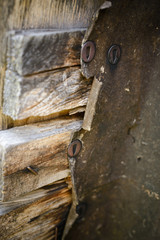 Natural vintage old background with wooden planks and leather
