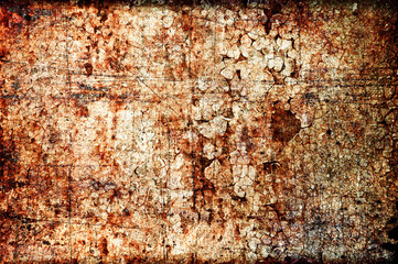 Fototapeta premium Abstract grunge texture: scratches, dirt, rust and spots on wall
