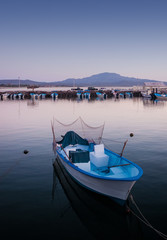 Fototapeta premium Panga fishing boat in Loreto harbor Baja Mexico on the Sea of Cortez