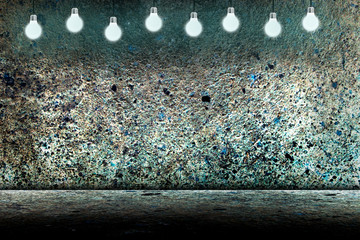 Hanging Light Bulb in the Empty Concrete Room 